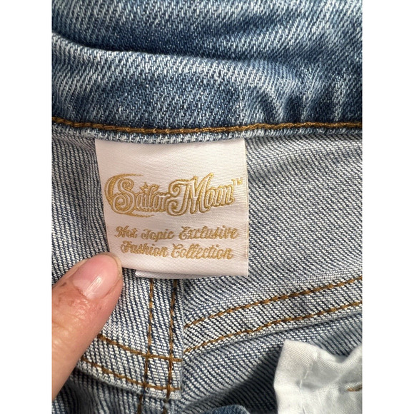 Sailor Moon Icons Embroidered Mom Jeans Size 1 Hot Topic Exclusive Cat Moon - Picture 10 of 16